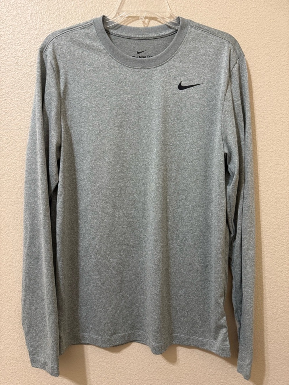 Nike Men’s Long Sleeve Athletic Tee - Heather Gray with Black Swoosh